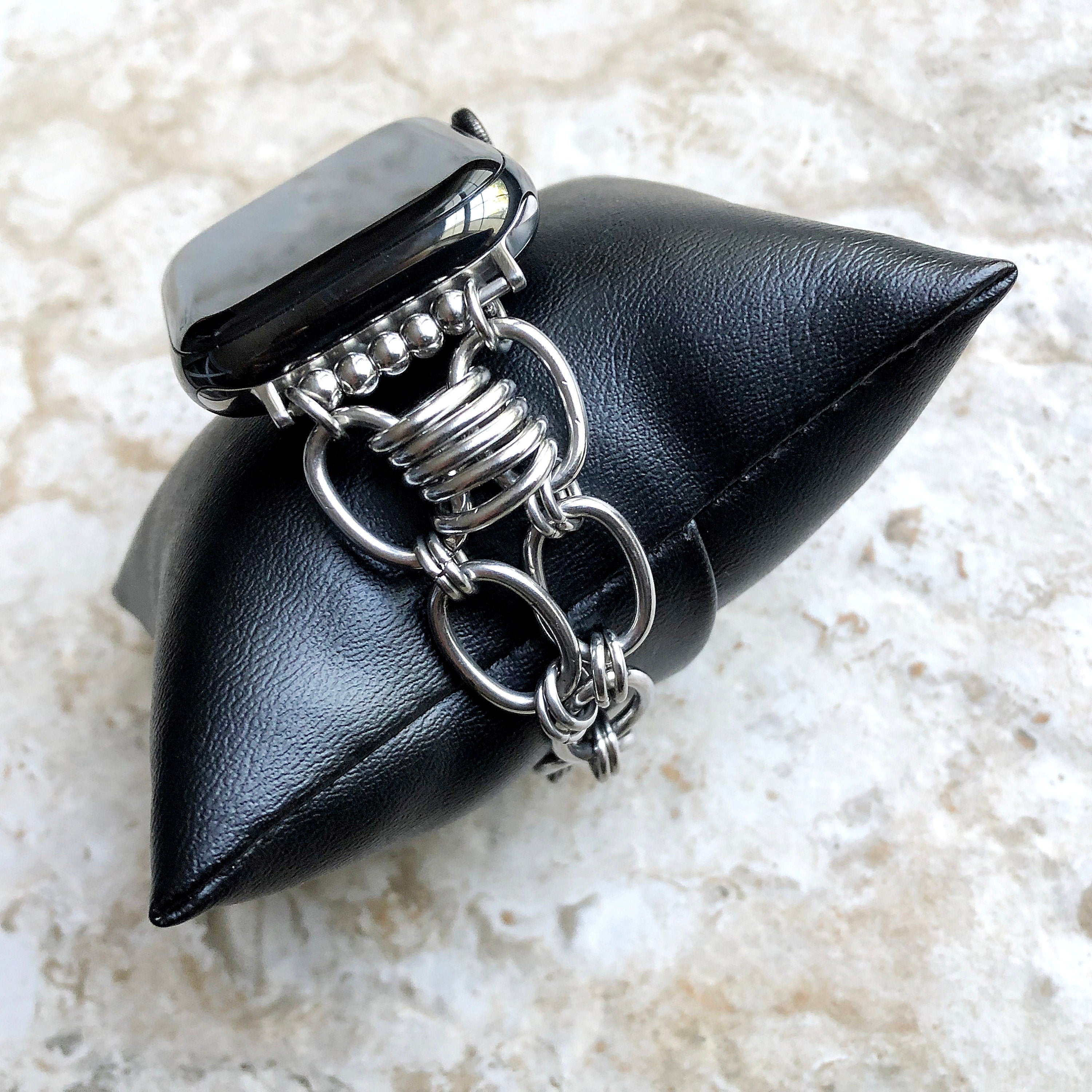 Apple Watch Band Silver Stainless Steel Bracelet for 38mm 40 41mm 42mm 44mm 45mm 49mm 1 2 3 4 5 6 SE 7 8 9 Ultra 2 Series Jewelry Strap -N29